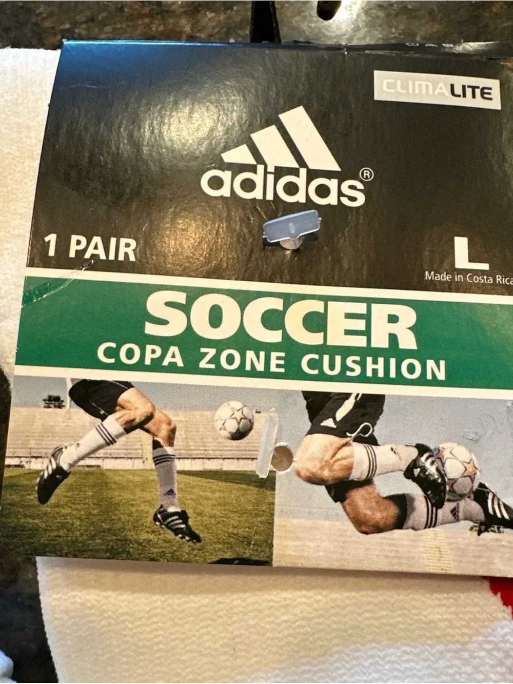 Adidas Copa Zone Cushion Socks - Size Large - White Red Stripes - NEW Climalite